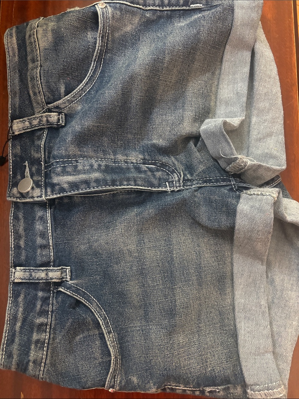SHEIN Women's Rolled Hem Denim Shorts - Faded Blue